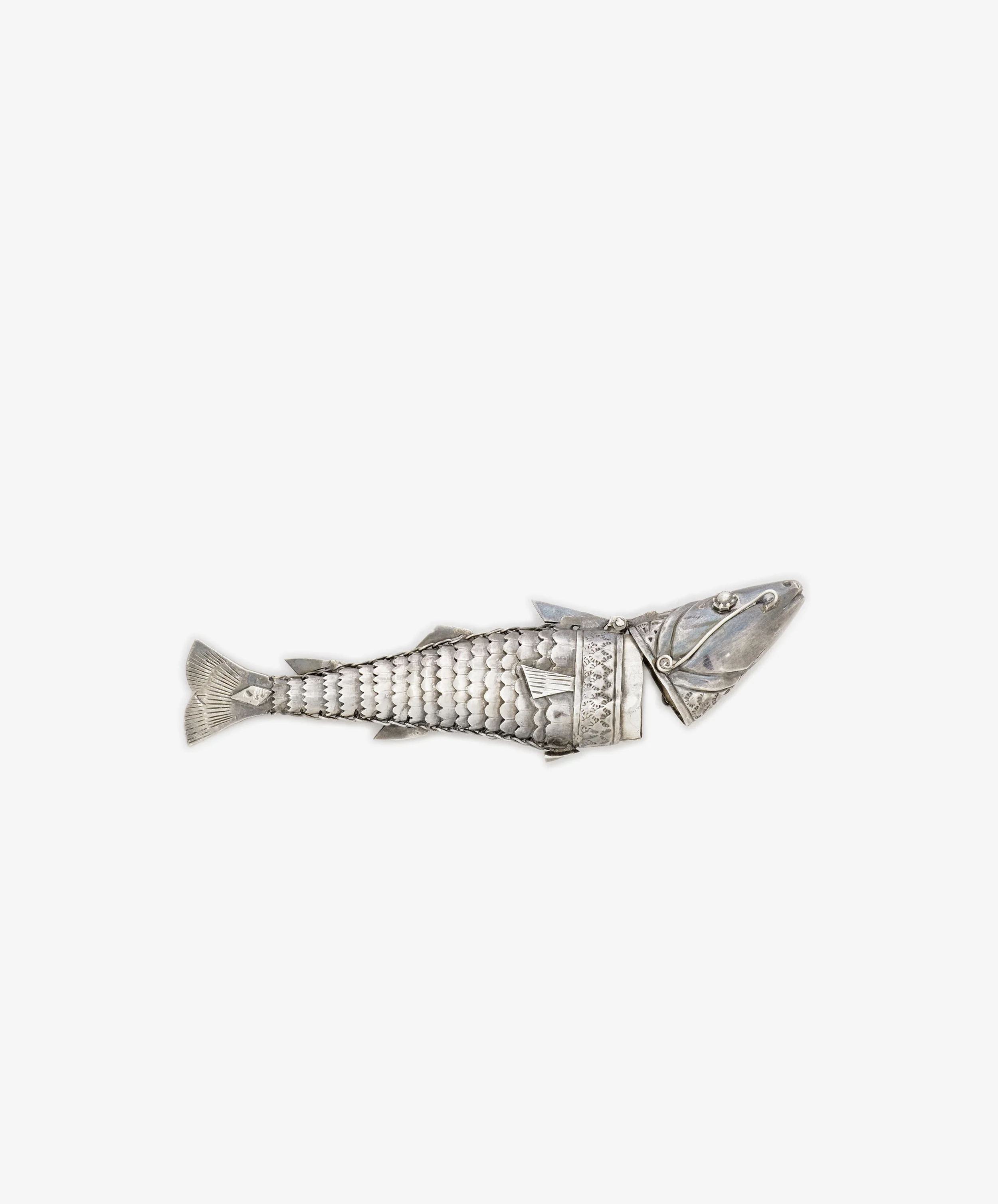 Vintage Silver Articulating Fish - Image 2